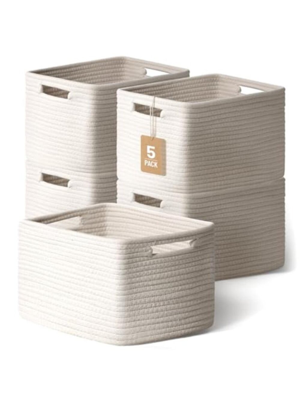 New 5 Pack Woven Storage Baskets, Decorative Storage Bins for Organizing